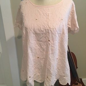 LOFT Floral Blouse with Scalloped Hem Size XL